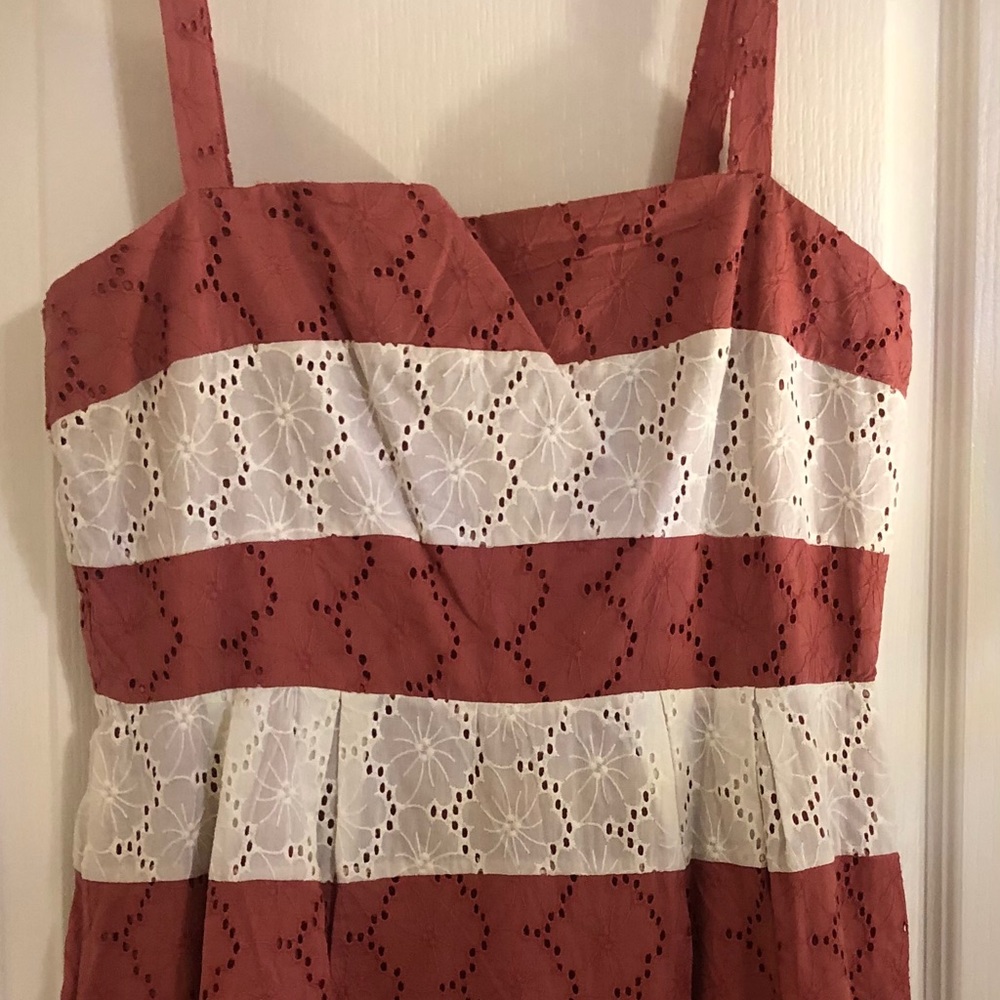 White & Brown Eyelet Sundress